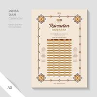 modernes islamisches muster ramadan-kalender-design-vorlage für iftar-zeitplan. vektor