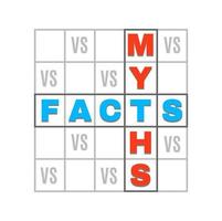 Symbol Mythen vs. Fakten. Wahrheit oder Falsch Kreuzworträtsel vektor
