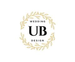 ub initialen brief hochzeitsmonogramm logos sammlung, handgezeichnete moderne minimalistische und florale vorlagen für einladungskarten, save the date, elegante identität für restaurant, boutique, café im vektor