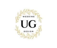 ug initialen brief hochzeit monogramm logos sammlung, handgezeichnete moderne minimalistische und florale vorlagen für einladungskarten, save the date, elegante identität für restaurant, boutique, café im vektor