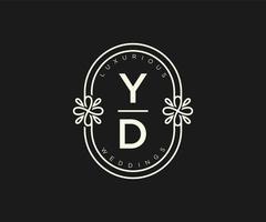 yd initialer brev bröllop monogram logotyper mall, hand dragen modern minimalistisk och blommig mallar för inbjudan kort, spara de datum, elegant identitet. vektor