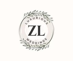 zl Initialen Brief Hochzeit Monogramm Logos Vorlage, handgezeichnete moderne minimalistische und florale Vorlagen für Einladungskarten, Datum speichern, elegante Identität. vektor