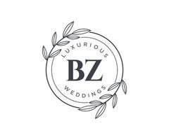 bz Initialen Brief Hochzeit Monogramm Logos Vorlage, handgezeichnete moderne minimalistische und florale Vorlagen für Einladungskarten, Datum speichern, elegante Identität. vektor