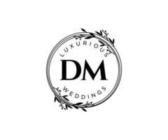 dm initialer brev bröllop monogram logotyper mall, hand dragen modern minimalistisk och blommig mallar för inbjudan kort, spara de datum, elegant identitet. vektor