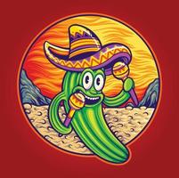 rolig kaktus cinco de mayo mexikansk tecknad serie illustration vektor för din arbete logotyp, maskot handelsvaror t-shirt, klistermärken och märka mönster, affisch, hälsning kort reklam företag företag märken