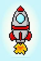8-Bit-Pixel eines Raketenflugzeugs für Spielelemente und Kreuzstichmuster in Vektorgrafiken. vektor