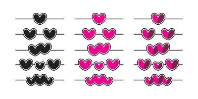 rosa hjärta symbol ikon uppsättning, kärlek symbol. linje vektor för hjärtans dag, bröllop kort, födelsedag