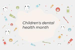 Nationaler Zahngesundheitsmonat für Kinder. Zahngesundheit für Kinder vektor