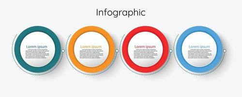infographic mall för företag information presentation. vektor cirklar och geometrisk element. modern arbetsflöde diagram. Rapportera planen 4 ämnen