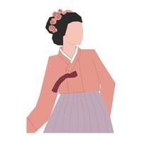 Frau im Hanbok - traditionelle koreanische Kleidung. traditionelle koreanische Outfits. koreanische Volkskleidung. Vektorgrafik auf Lager isoliert auf weißem Hintergrund vektor