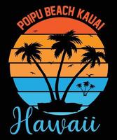 poipu strand, kauai, hawaii t-shirt vektor