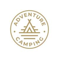 camping tält logotyp design begrepp. utomhus- läger äventyr symbol ikon design mall vektor