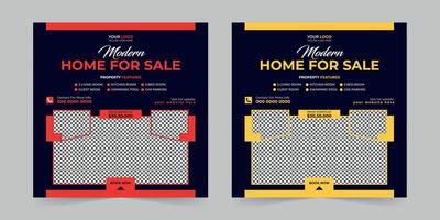 modern verklig egendom hus försäljning och Hem hyra reklam fyrkant social media posta och befordran annonser rabatt baner vektor mall design.