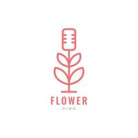 sprechende blumen pflanze garten mikrofon podcast minimale logo design vektor symbol illustrationsvorlage