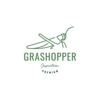 Heuschrecke bereit zu springen Gras Pflanze Tier Insekt Linie Logo Design Vektor Icon Illustration Vorlage