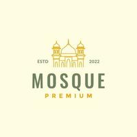 Moschee Kuppel beten muslimische Religion Linien minimalistische Hipster-Logo-Design-Vektorsymbol-Illustrationsvorlage vektor