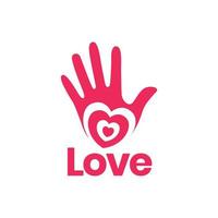 hand sagen hallo mit liebe herz logo design vektor symbol illustration vorlage