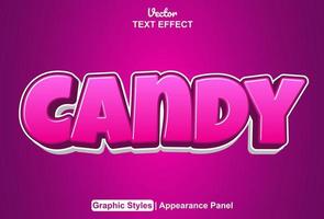 Süßigkeiten-Texteffekt mit Grafikstil und bearbeitbar vektor