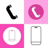 uppsättning företag telefon ikon, platt och fast Färg vektor