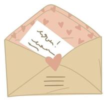 postumschlag mit liebesbrief, valentinstag vektor