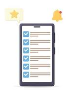 3d checklista på de smartphone. till do lista påminnelse vektor