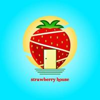 Erdbeerhaus-Logo-Konzept. passend für Ihre Unternehmensmarke wie Produkte mit Erdbeernuancen oder andere. vektor