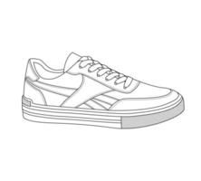 Häftigt sneakers. gymnastikskor översikt vektor, gymnastikskor dragen i skiss stil, svart översikt sneakers. vektor illustration.