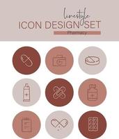 Linestyle-Icon-Design-Set Apotheke vektor