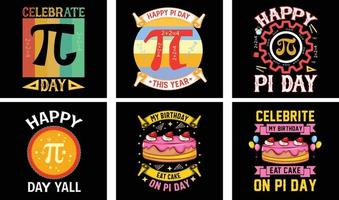 Pi-Tag-T-Shirt-Designpaket. PU-T-Shirt. Mathe-T-Shirt-Design. Pi-Tag-Vektorgrafiken vektor