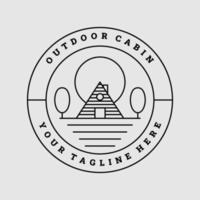 Outdoor-Kabine Abenteuer minimalistische Linie Kunst Logo Vorlage Vektor Illustration Design, Logo-Konzept