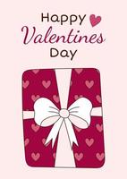Valentinstag-Grußkarte mit einer Geschenkbox. Vektor-Illustration vektor