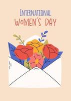 8 Mars, internationell kvinnors dag. hälsning kort eller vykort mallar för kort, affisch, flygblad. flicka kraft, feminism, systerskap begrepp. vektor