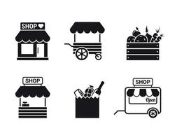Shop-, Shop- oder Marktsymbol. schwarz auf weißem Grund vektor