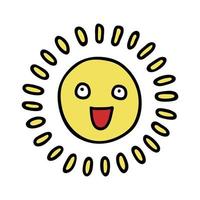 hand dragen Lycklig Sol emoji. sommar klotter. enda vektor element för design