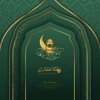 Vektor-Gruß Ramadan mit einem modernen Luxus-Design nuanciert golden grün vektor