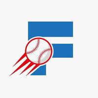 första brev f baseboll logotyp begrepp med rör på sig baseboll ikon vektor mall