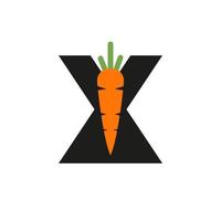 första brev x morot ikon design vektor mall. morot logotyp baserad alfabet