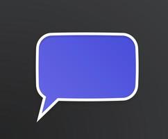 Violette Comic-Sprechblase für Gespräche in rechteckiger Form mit weißer Kontur. leere Form im flachen Stil für Chat-Dialoge. isoliert auf schwarzem Hintergrund vektor