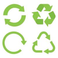 uppsättning av fyra grön återvinning tecken vektor