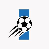 Anfangsbuchstabe i Fußball-Logo-Konzept mit beweglichem Fußball-Symbol. Fußball-Logo-Symbol vektor