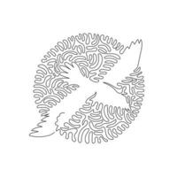 durchgehende kurvenlinienzeichnung entzückender albatros-abstrakter kunst im kreis. Einzeilige editierbare Strichvektorillustration von Albatrossen verwenden Flügelspannweiten für Logo, Wanddekoration, Boho-Plakatkunst vektor