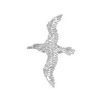 einzelne geschweifte Strichzeichnung der abstrakten Kunst des niedlichen Albatros. kontinuierliche Strichzeichnung Grafikdesign Vektorgrafik von Albatros hat eine große Flügelspannweite für eine Ikone, ein Symbol, ein Firmenlogo, ein Boho-Poster vektor