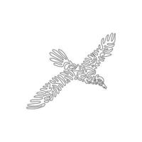 einzelne lockige einzeilige zeichnung der abstrakten kunst des niedlichen albatros. ununterbrochene Linie zeichnen Grafikdesign-Vektorillustration des Albatross ist ein großer Seevogel für Ikone, Symbol, Firmenlogo, Plakatwanddekor vektor