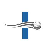 Buchstabe i Golf-Logo-Konzept mit beweglichem Golfball-Symbol. Hockey-Sport-Logo-Symbol-Vektorvorlage vektor