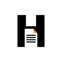 Buchstabe h Papierdokument Logo Vektorvorlage einfaches Konzept vektor