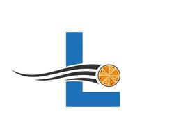 Anfangsbuchstabe l Café-Restaurant-Logo mit Pizza-Konzept-Vektorvorlage vektor