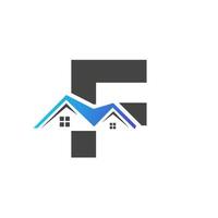 första brev f verklig egendom logotyp med hus byggnad tak för investering och företags- företag mall vektor