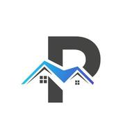 första brev p verklig egendom logotyp med hus byggnad tak för investering och företags- företag mall vektor