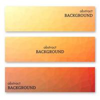 Set aus drei orangefarbenen Bannern im Low-Poly-Kunststil. Hintergrund mit Platz für Ihren Text. Vektor-Illustration vektor