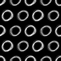 sömlös mönster med vit skiss hand dragen penna klottra ellips form på svart bakgrund. abstrakt grunge textur. vektor illustration